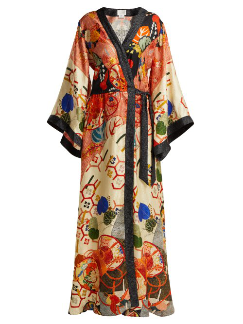 orange silk wrap dress