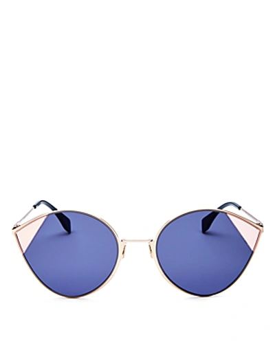 Shop Fendi Women's Cat Eye Sunglasses, 60mm In Gold/blue