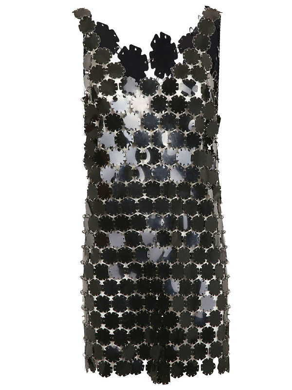 Paco Rabanne Chainmail Sequin Mini Dress In Black | ModeSens
