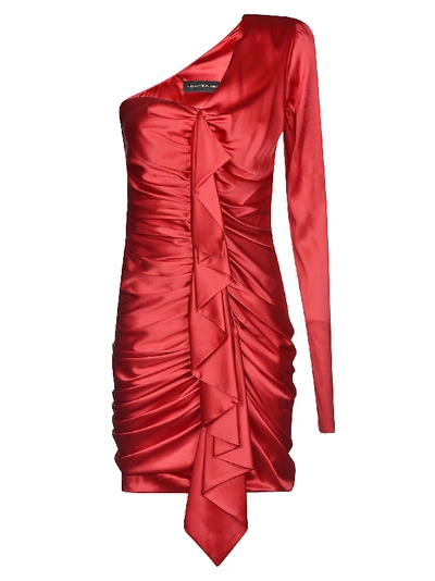 Shop Alexandre Vauthier Draped Detail Short Dress In Scarlatto