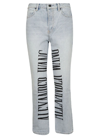 Shop Alexander Wang T T By Alexander Wang Cult-logo Embroidered Jeans In Chiaro