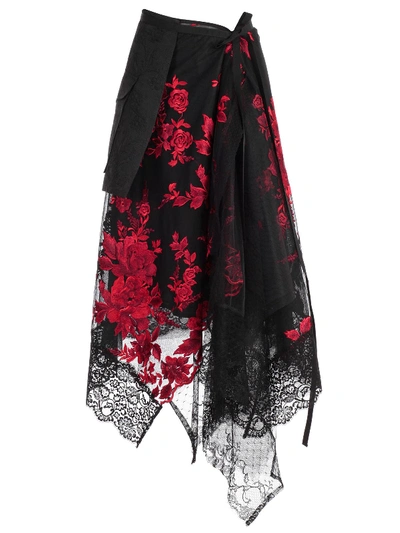 Shop Antonio Marras Asymmetric Layered Skirt In Rosso Nero