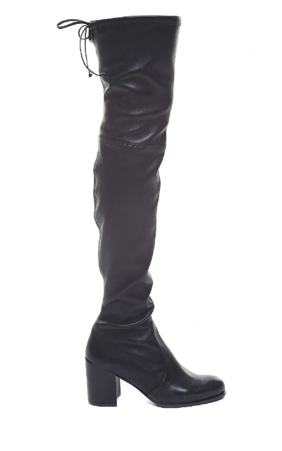 Shop Stuart Weitzman Tieland Stretch-leather Over-the-knee Boots In Nero