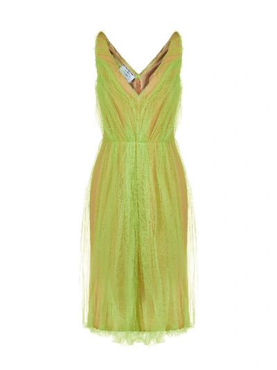 Shop Prada Dress In Verde Cipria