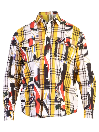 Shop Burberry Multicolored Checked Shirt In Yellow