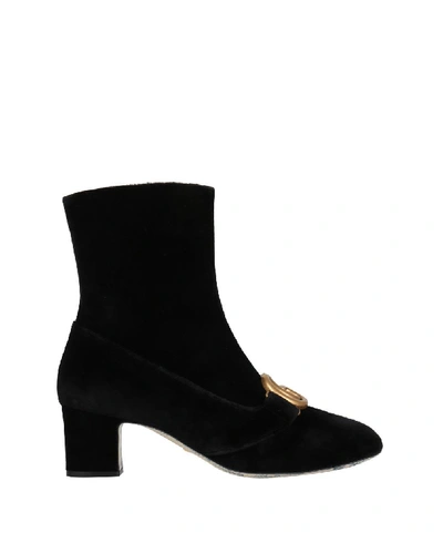 Shop Gucci Velvet Boots In Nero