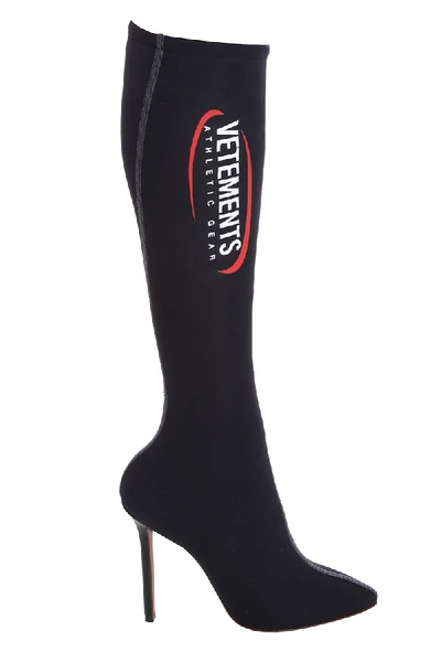 Shop Vetements Black Fabric Athletic Sock Pumps Boots