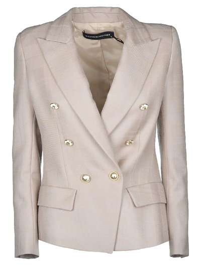 Shop Alexandre Vauthier Double Breasted Short Blazer In Fawn