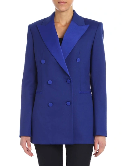 Shop Theory Double Breasted Blazer In Bluette