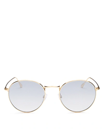 Shop Tom Ford Women's Mirrored Round Sunglasses, 52mm In Gold/smoke