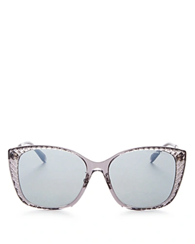 Shop Bottega Veneta Women's Square Sunglasses, 56mm In Gray/silver