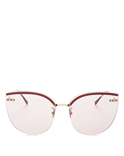 Shop Bottega Veneta Women's Rimless Cat Eye Sunglasses, 62mm In Burgundy/gold