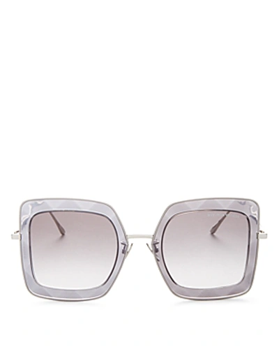 Shop Bottega Veneta Women's Oversized Square Sunglasses, 51mm In Gray Silver/gray