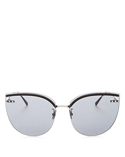 Shop Bottega Veneta Women's Rimless Cat Eye Sunglasses, 62mm In Black/silver
