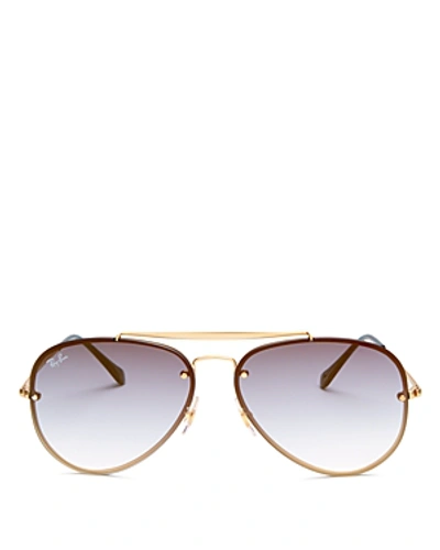 Shop Ray Ban Ray-ban Unisex Blaze Brow Bar Aviator Sunglasses, 61mm In Gold/purple