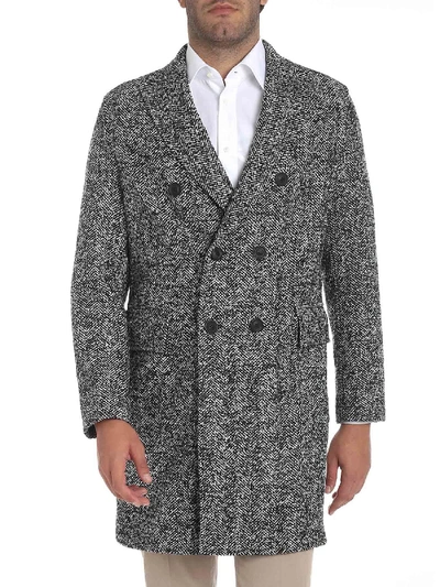 Shop T-jacket Double Breasted Coat In Grigio