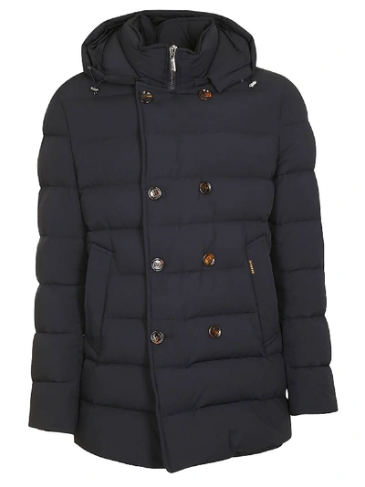 Shop Moorer Double Breasted Padded Jacket In Blu Scuro