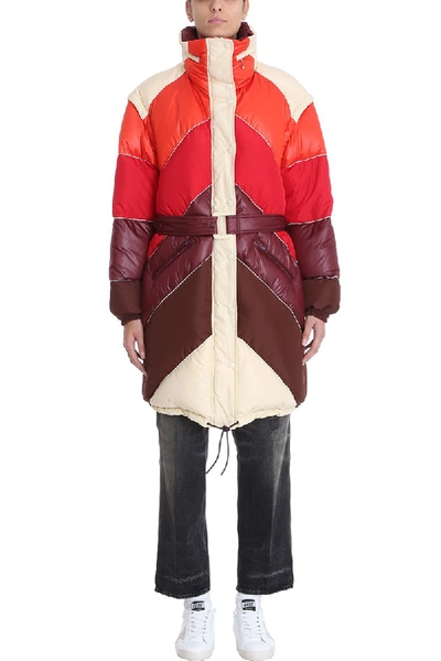 Shop Golden Goose Red Multi-polyester Long Down Jacket