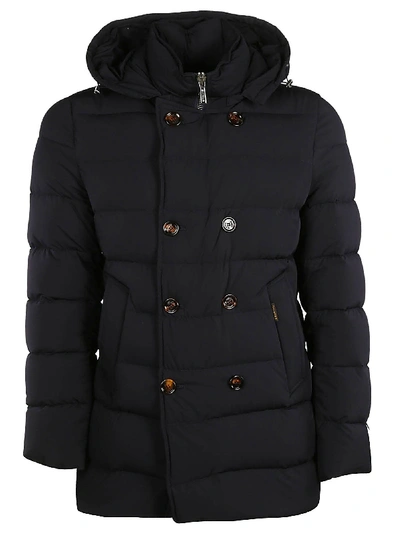 Shop Moorer Double Breasted Padded Jacket In Dark Blue