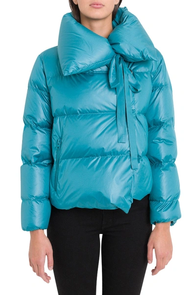 Shop Bacon Clothing Down Jacket With Wide Neck In Azzurro