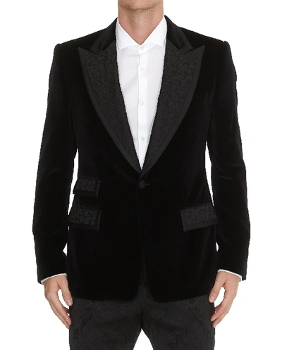 Shop Dolce & Gabbana Velvet Blazer In Black