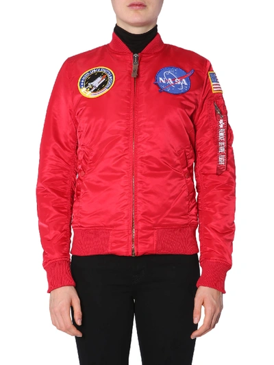 Shop Alpha Industries Ma-1 Vf Nasa Bomber In Rosso
