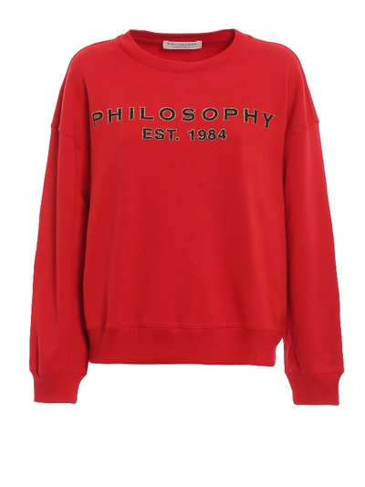 Shop Philosophy Di Lorenzo Serafini Philosophy Logo Print Sweatshirt In Rosso