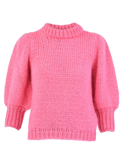 Shop Ganni Fuxia Julliard Sweater In Pink