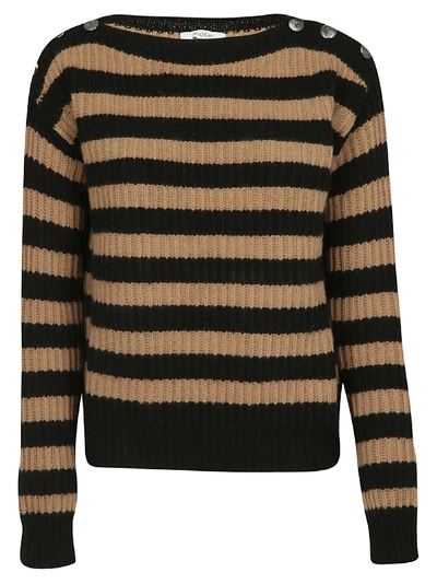 Shop Max Mara Striped Sweater In Nero/cammello