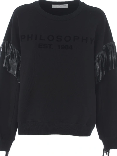 Shop Philosophy Di Lorenzo Serafini Fringed Sweater In Nero