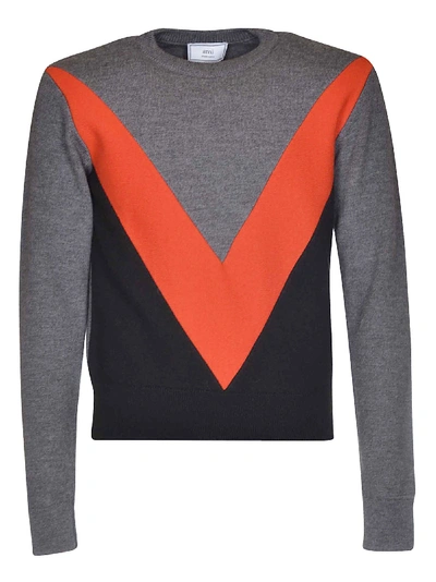 Shop Ami Alexandre Mattiussi Ami Crew Neck Sweater In Multicolor