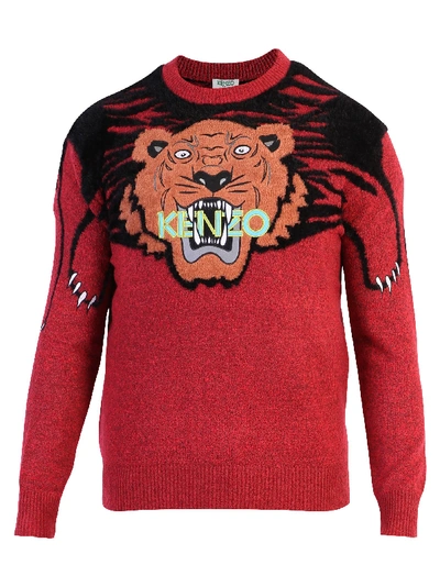 Shop Kenzo Red Intarsia Sweater