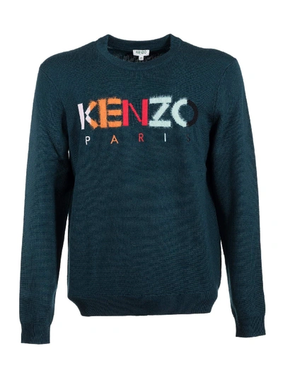 Shop Kenzo Embroidered Logo Sweater In Verde