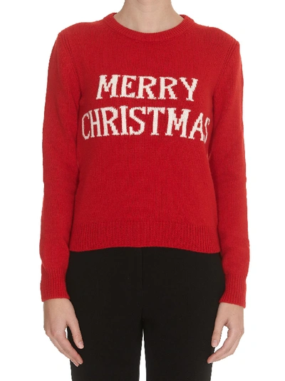Shop Alberta Ferretti Merry Christmas Sweater In Red