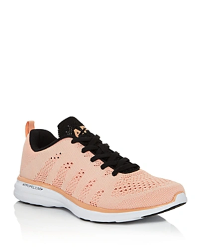 Shop Apl Athletic Propulsion Labs Athletic Propulsion Labs Women's Techloom Pro Knit Low-top Sneakers In Blush/black