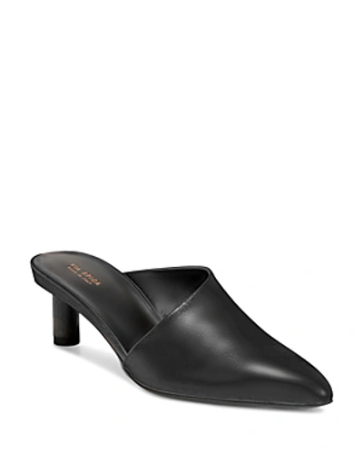 Shop Via Spiga Women's Freya Pointed Toe Cylinder-heel Slide Mules In Black Leather