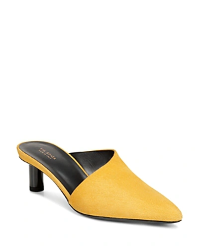 Shop Via Spiga Women's Freya Pointed Toe Cylinder-heel Slide Mules In Gold Suede
