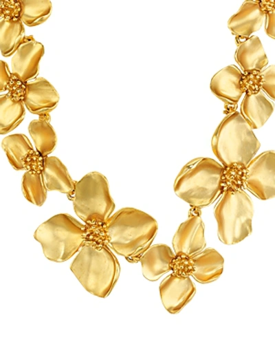 Shop Oscar De La Renta Flower Statement Necklace, 14 In Gold
