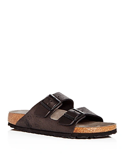 Shop Birkenstock Women's Arizona Sandals In Black Washed Leather