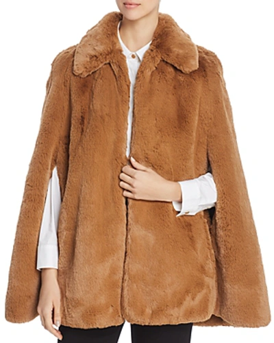 Shop Burberry Allford Faux Fur Cape In Camel