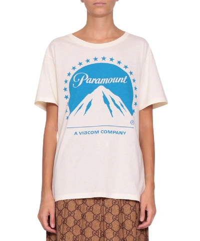 Shop Gucci Paramount Cotton T-shirt In Bianco