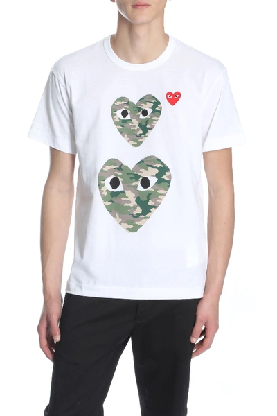 Shop Comme Des Garçons Play Short Sleeve T-shirt In Bianco