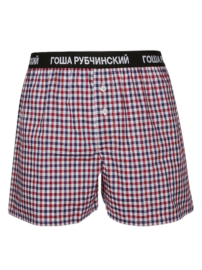 Shop Gosha Rubchinskiy Checked Boxer Shorts In Red