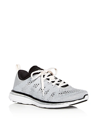 Shop Apl Athletic Propulsion Labs Athletic Propulsion Labs Women's Techloom Pro Knit Low-top Sneakers In Silver/black