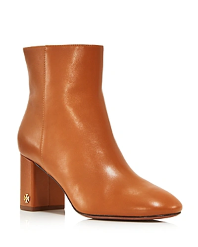 Shop Tory Burch Women's Brooke Round Toe Leather Booties In Tan
