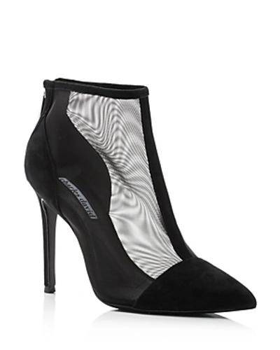 Shop Charles David Women's Cashmere Pointed Toe Suede & Mesh High-heel Ankle Booties In Black