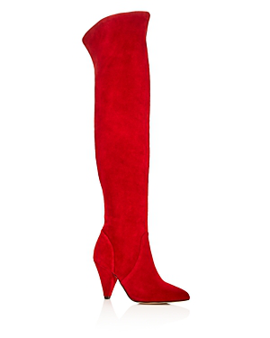 red leather boots over the knee