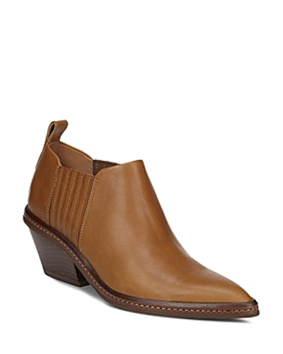 Shop Via Spiga Women's Farly Pointed-toe Mid-heel Ankle Booties In Tan Leather