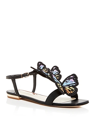 Shop Sophia Webster Women's Riva Embroidered Butterfly T-strap Sandals In Black Rainbow