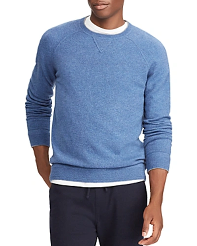Shop Polo Ralph Lauren Merino Wool Crewneck Sweater In Blue